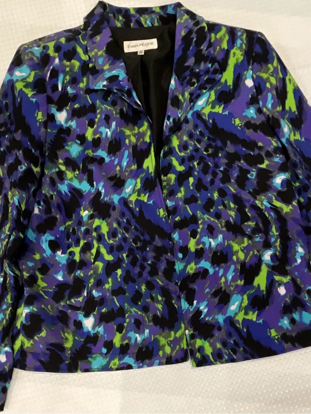 Evan Picone Blue Purple Black Green Printed Blazer